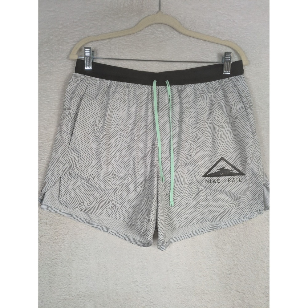Nike Trail Running Shorts Men's L Grey Topographic Map Print Dri-FIT Athletic